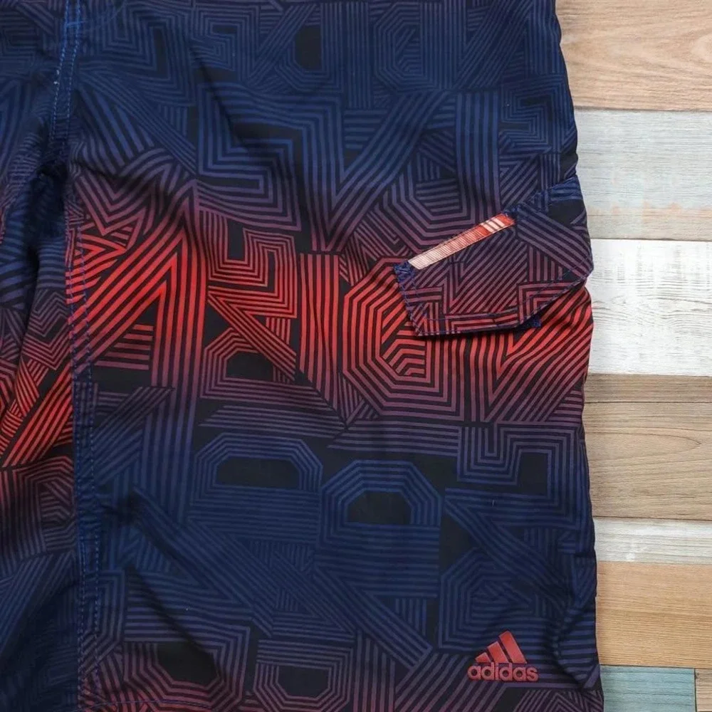 Adidas All‎ Over Logo Graphic Print Board/Swim 22' Shorts Sz Large